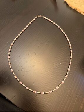Sterling Torpedo and Pink Conch Beaded Women’s Necklace